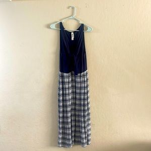 AMADI striped dress from Anthropologie with tie front on top